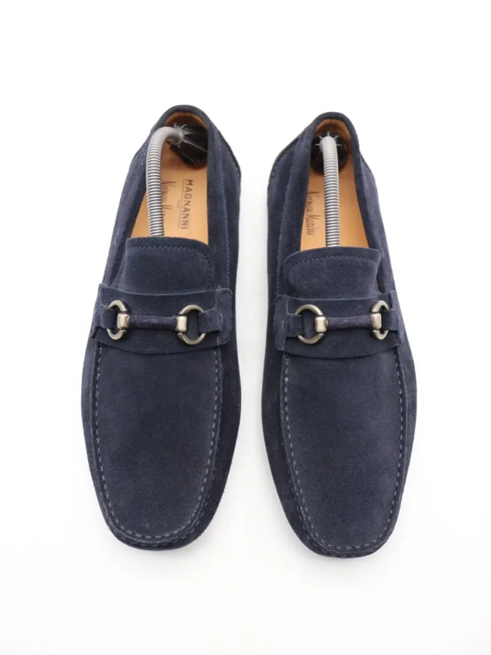 Magnanni Neiman Marcus Navy Blue Suede Men's Size 11 M Horse Bit Loafers Slip On